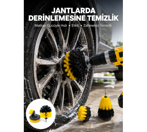 Derinlemesine Temizlik İçin Dayanıklı Kıllı Matkap Fırçası Başlığı