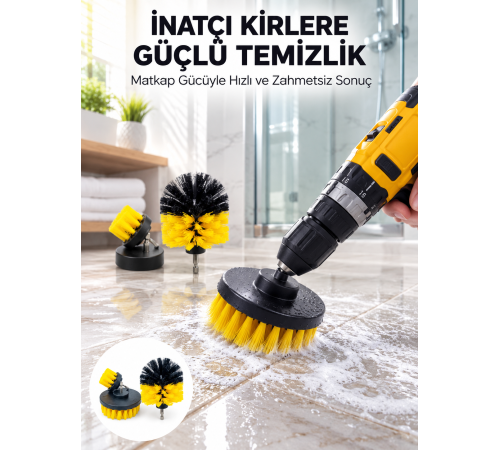 Yüksek Devirde Etkili Temizlik Sağlayan Matkap Ucu Fırça Seti