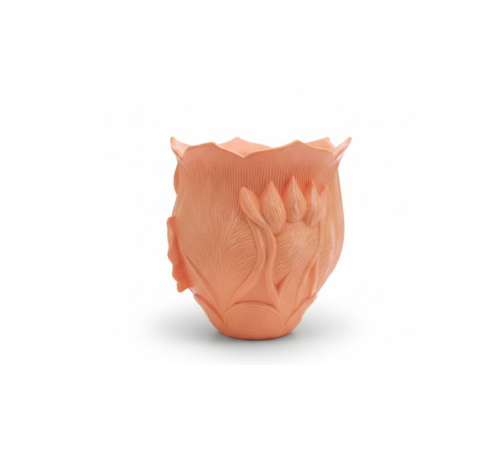 Turuncu Floral Tasarımlı 3D Vazo Şık Ev Dekorasyon Aksesuarı
