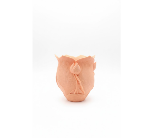 3D Kabartmalı Çiçek Motifli Turuncu Dekoratif Vazo