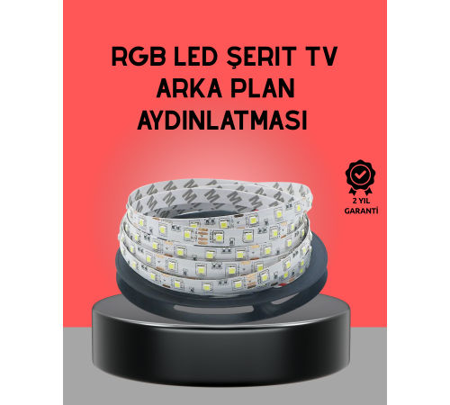 TV Arkası LED Şerit Işık Otomatik Açma Kapama Özellikli 2mt