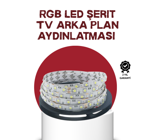 TV Arkası LED Şerit Işık Otomatik Açma Kapama Özellikli 2mt