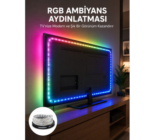 Müzikle Senkronize LED Şerit TV Aydınlatma Yeni Nesil
