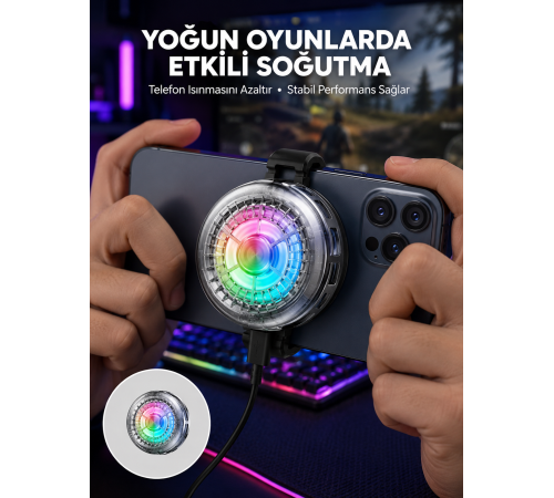 RGB LED Telefon Soğutucu Fan Yüksek Hızlı Soğutma Cooler Yeni Nesil