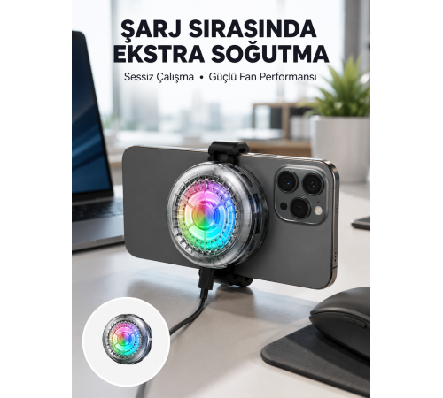 RGB Telefon Fanı Sessiz Soğutucu Tüm Akıllı Telefonlara Uygun Yeni Nesil