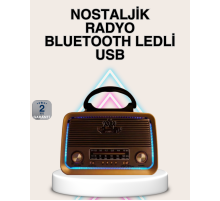 Ahşap Nostaljik Radyo Bluetooth USB SD Kart Destekli