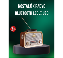 Taşınabilir Nostalji Radyo Bluetooth USB AUX Girişli