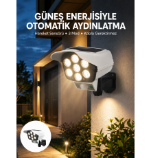 Uzaktan Kumandalı Güneş Enerjili LED Güvenlik Lambası Kamera Tipi Hareket Sensörlü Yeni Nesil