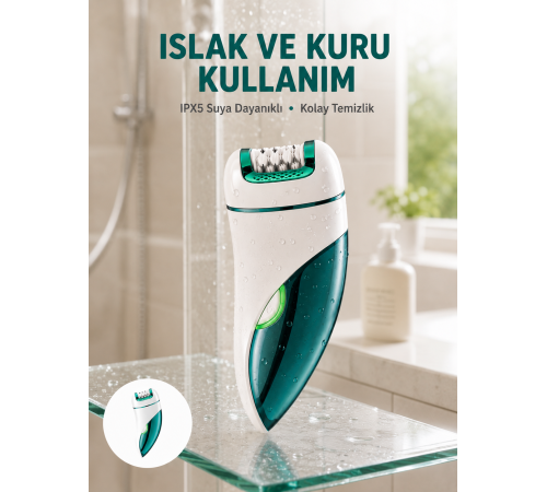 Profesyonel 3 in 1 Epilasyon Cihazı LED Aydınlatmalı Suya Dayanıklı Şarjlı VGR Epilatör Yeni Nesil
