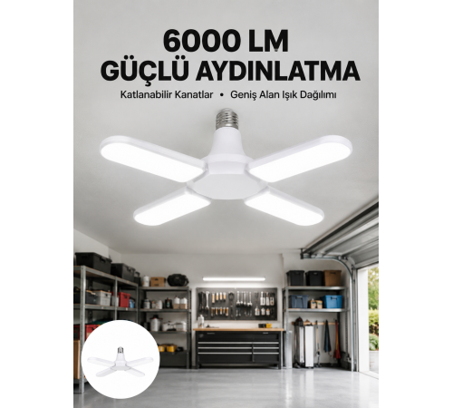 Enerji Tasarruflu LED Ampül 60 Watt 4 Kollu Beyaz Işık Yeni Nesil