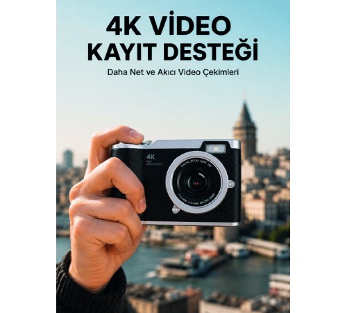 48 MP Dijital Kamera 4K Video Çekim Özellikli Kompakt Tasarım