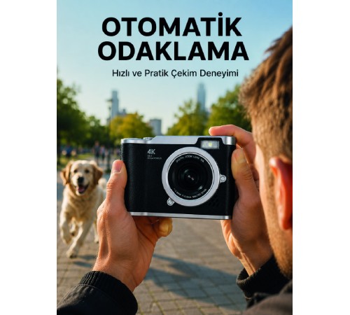 Otomatik Odaklamalı 4K Dijital Kamera 2.4 İnç HD Ekran