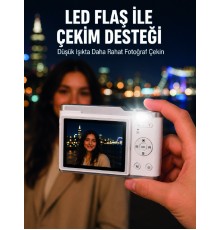 Beyaz 4K Video Kayıtlı 48 MP Dijital Fotoğraf Makinesi Otomatik Odaklama