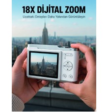 Kompakt Dijital Fotoğraf Makinesi Beyaz 18X Dijital Zoom Destekli