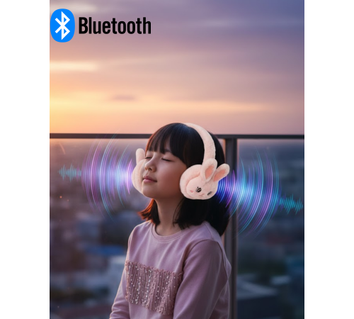 Şarjlı Tavşan Tasarımlı Kablosuz Bluetooth Kulaklık Stereo Ses ve Hafıza Kart Destekli