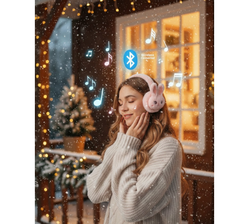 Şarjlı Kablosuz Tavşan Tasarımlı Bluetooth Kulaklık TF Kart Girişli