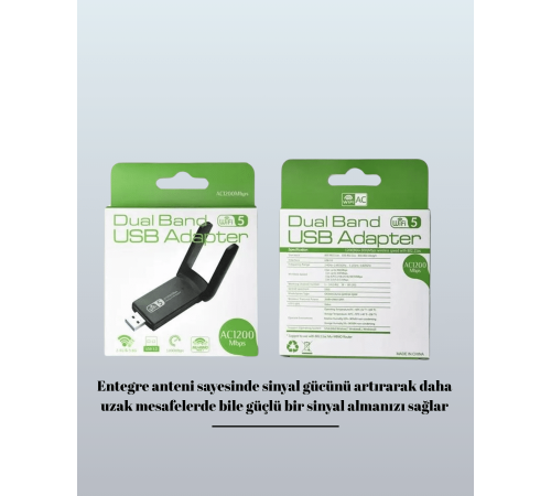 USB 3.0 Wireless Adaptör – 2.4GHz & 5GHz Destekli