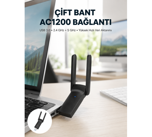 USB WiFi Adaptör – 1200 Mbps Hız