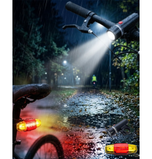 LED Bisiklet Işık Seti Ön Far ve Arka Stop Lambası Güvenlik Seti