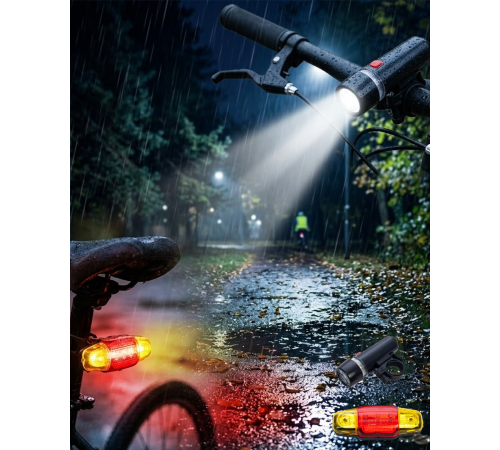 LED Bisiklet Işık Seti Ön Far ve Arka Stop Lambası Güvenlik Seti