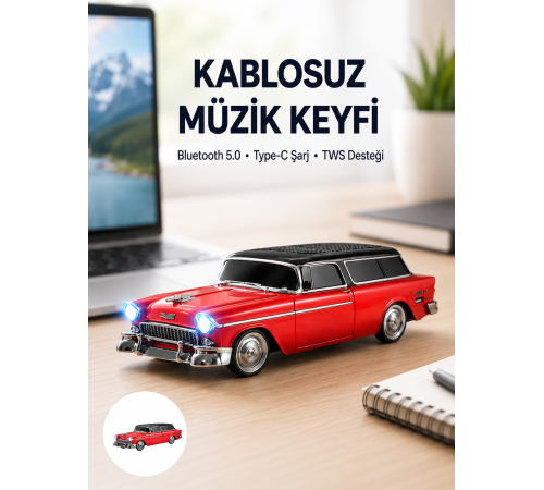 Vintage Tasarımlı LED Işıklı Bluetooth Hoparlör 10W