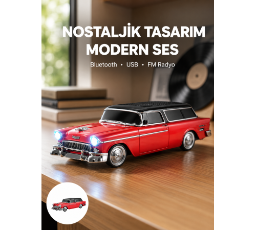 Taşınabilir Klasik Araç Tasarımlı Kablosuz Hoparlör
