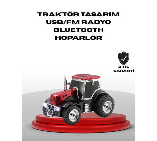 Traktör Tasarımlı Bluetooth Hoparlör USB TF AUX FM Radyo