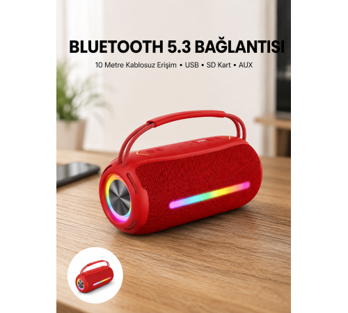 RGB Işıklı Taşınabilir Hoparlör – Çoklu Bağlantı Desteği