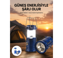 Kamp Feneri Şarj Edilebilir Güneş Enerjili Işıldak USB Şarjlı