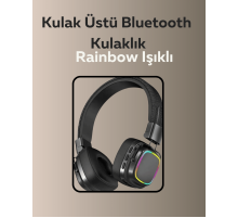 Bluetooth 5.3 Rainbow Işıklı Kulak Üstü Kablosuz Kulaklık
