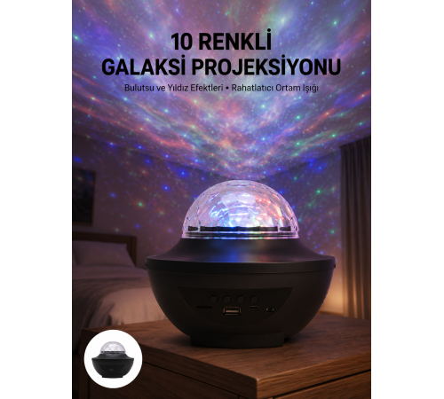 Masa ve Gece Lambası Renkli Projektör Işıklı Disko Topu Bluetooth Hoparlör