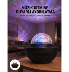 Çok Renkli Projektör Lamba Disko Topu Gece Lambası Kablosuz
