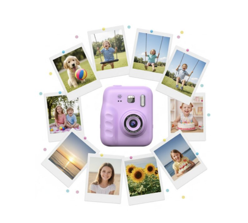 Mini Çocuk Kamerası Fotoğraf Video Çekim 4 Rulo Kağıt ve 5 Kalem Hediyeli