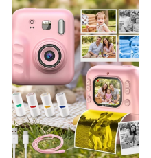 Çocuk Dijital Fotoğraf Makinesi Anında Baskı ve HD Video Kayıt Özellikli 5 kalem ve 4 rulo kağıt hediye