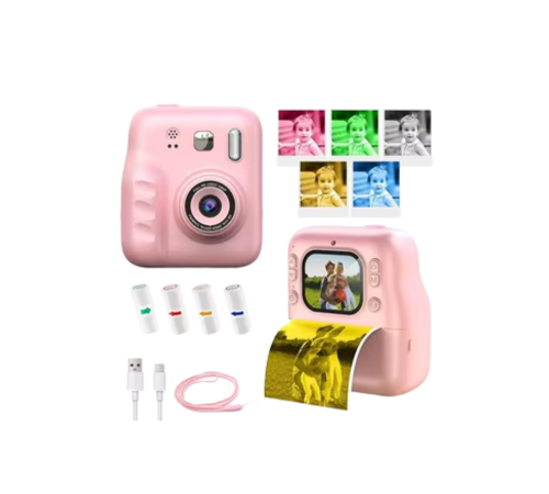 HD Ekranlı Çocuk Fotoğraf Makinesi Video Kayıt ve Baskı Kağıdı Kalem Hediyeli