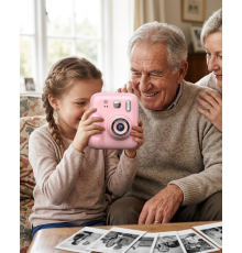 HD Ekranlı Çocuk Fotoğraf Makinesi Video Kayıt ve Baskı Kağıdı Kalem Hediyeli
