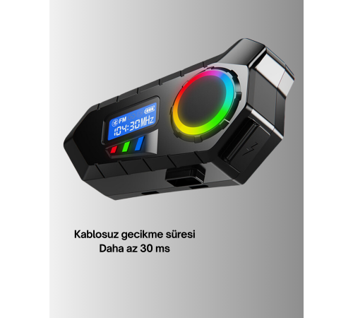 Suya Dayanıklı Bluetooth İnterkom 5.4 Hoparlör 500mAh Batarya ve FM Radyo Özellikli