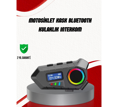 Suya Dayanıklı Bluetooth İnterkom 5.4 Hoparlör 500mAh Batarya ve FM Radyo Özellikli