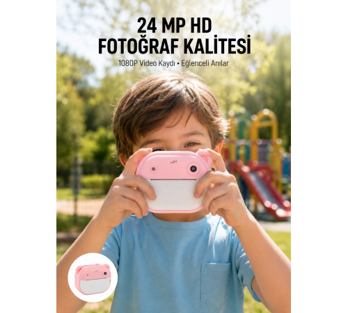 Anında Baskı Özellikli Şipşak Kamera 24MP HD Çift Lensli ve 32GB Hafızalı