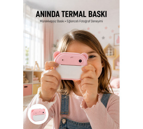 Termal Baskılı HD Şipşak Kamera 24MP Çift Lensli 32GB Hafızalı