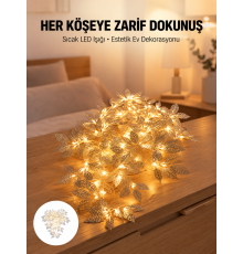 Yaprak Şekilli Gümüş LED Işık Pilli Dekoratif Aydınlatma