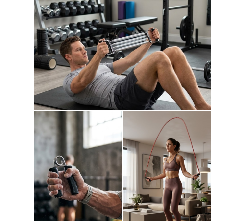 Ev Spor Seti Atlama İpi El Yayı Karın Egzersiz Aleti Fitness Seti