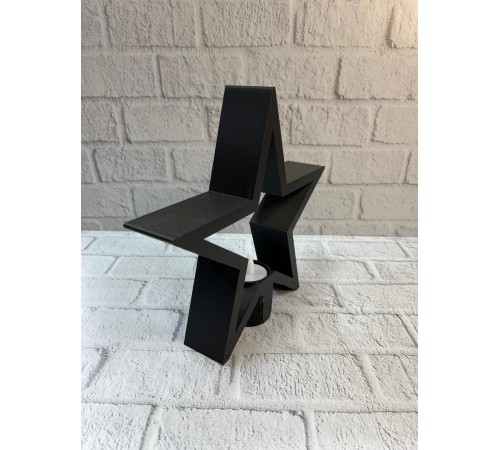 Yıldız Mumluk Siyah Modern Salon ve Raf Dekoru