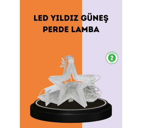 Yıldız Figürlü Perde Peri Led 3x3 Metre Dekoratif Işık