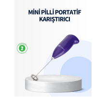 Mini Pilli Portatif Karıştırıcı – Cappuccino, Latte, Frappe ve Kahve Köpürtücü