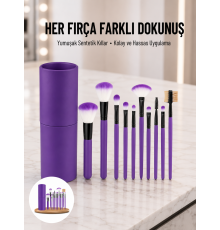 12 Parça Profesyonel Makyaj Fırçası Far Fırçası Allık Fırçası Yumuşak Kıllı