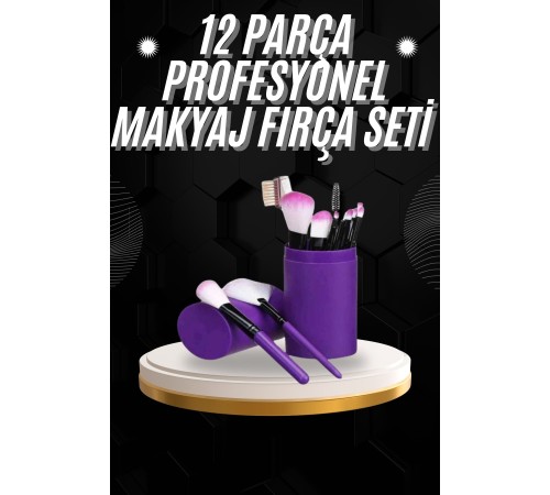 12 Parça Profesyonel Makyaj Fırçası Far Fırçası Allık Fırçası Yumuşak Kıllı