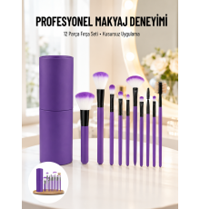 12 Parça Makyaj Fırçası Yumuşak Kıllı Profesyonel Fırça Seti Yüksek Kaliteli Pürüzsüz