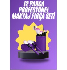 12 Parça Makyaj Fırça Seti Profesyonel Fondöten Allık Far Kontür Fırçası