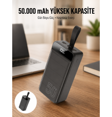 Hızlı Taşınabilir 50.000 Mah Powerbank Led Ekran Android ve İOS Uyumlu Yeni Nesil